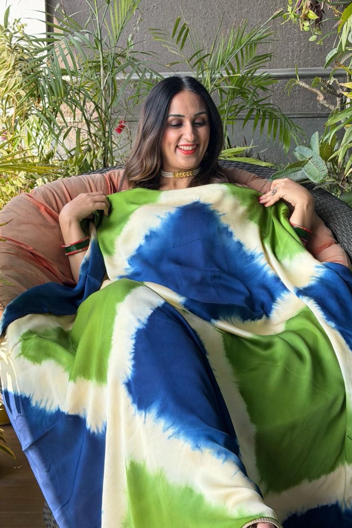 Hand Shibori kurta fabric on pure modal satin!!