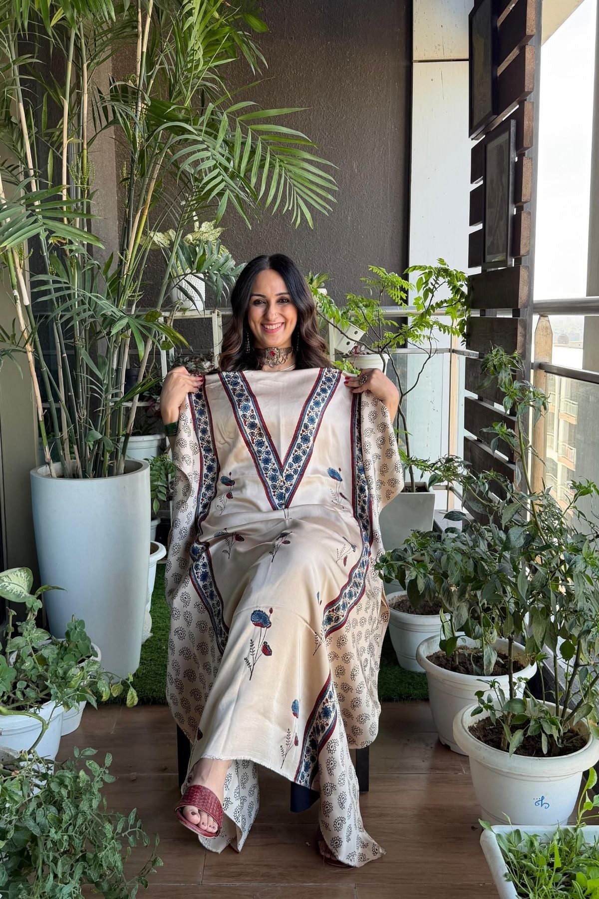 Ajrakh kurta fabric on pure modal !!