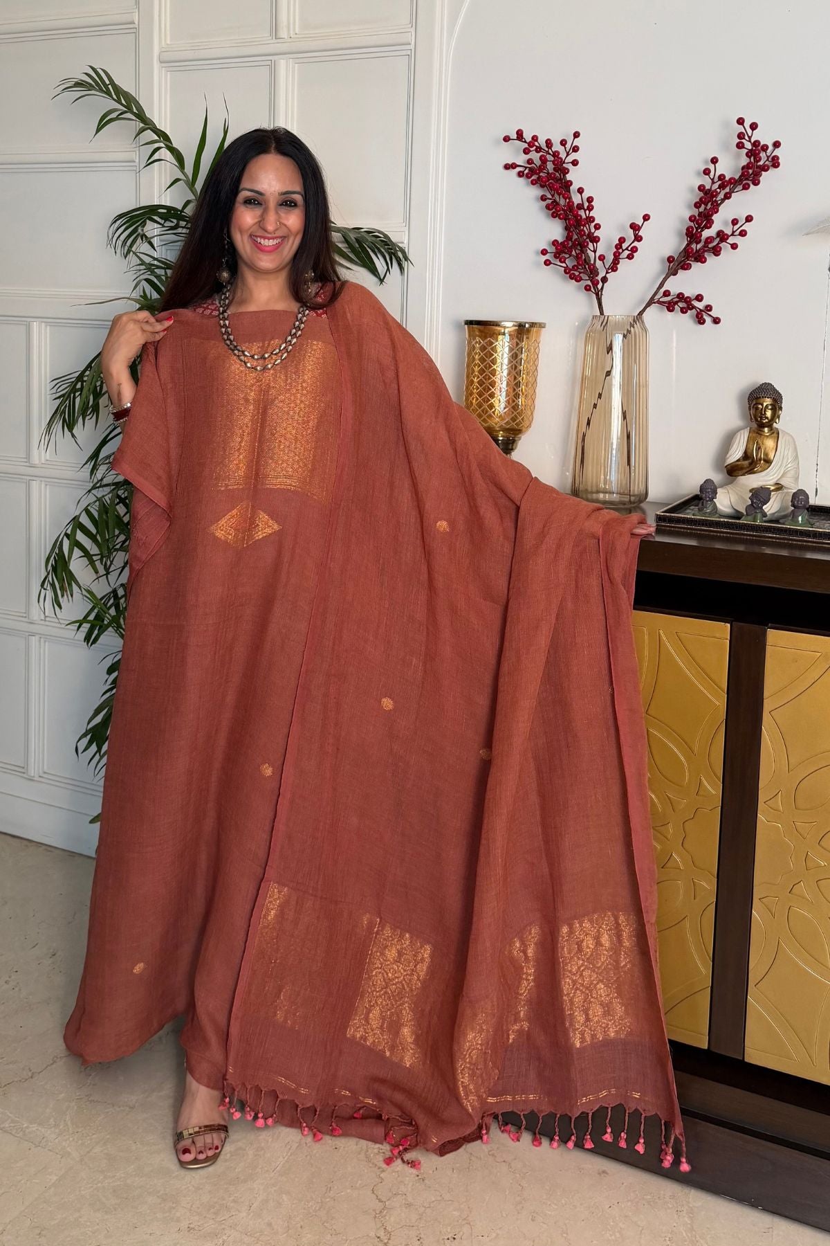 Jamdani Handwoven linen by linen sets!!