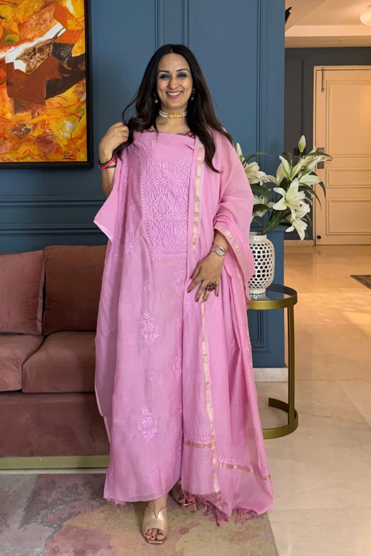 Chikankari on pure Mul cotton!!