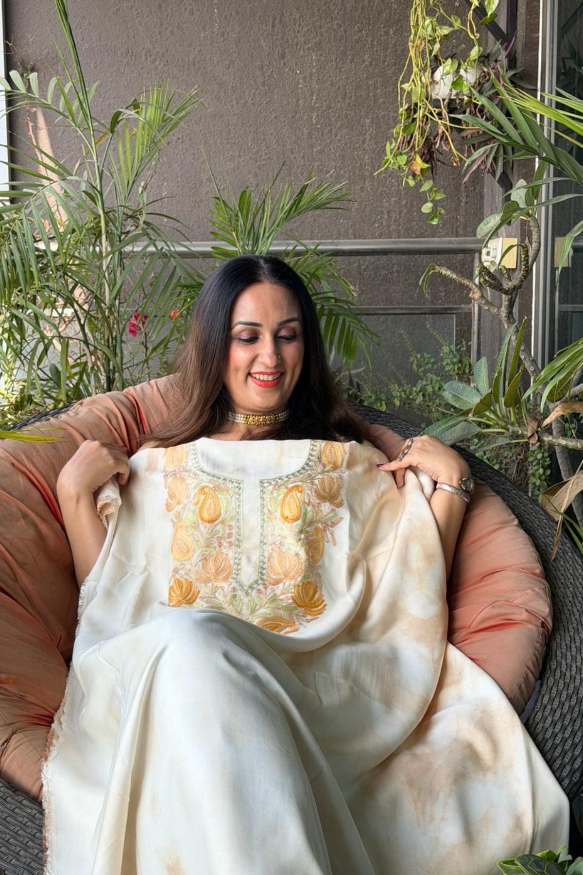 Pure muslin kurta fabric with Kashmiri work