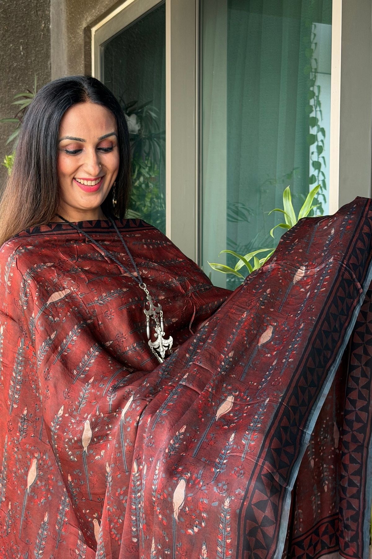 Ombré dyed modal kurta fabric with vegetable Handblock dyed dupatta!!
