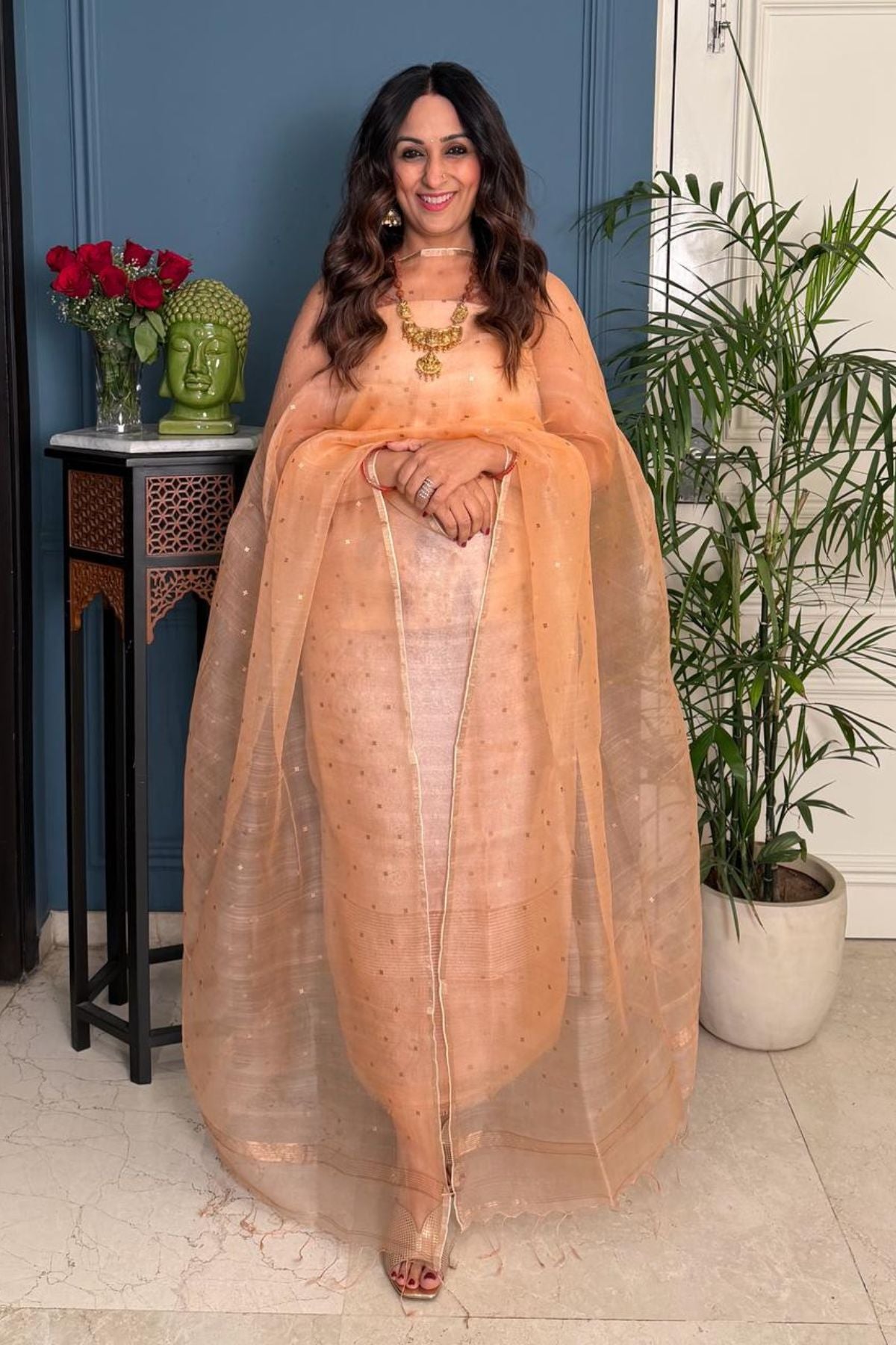 Handwoven kurta dupatta set on silk linen!!