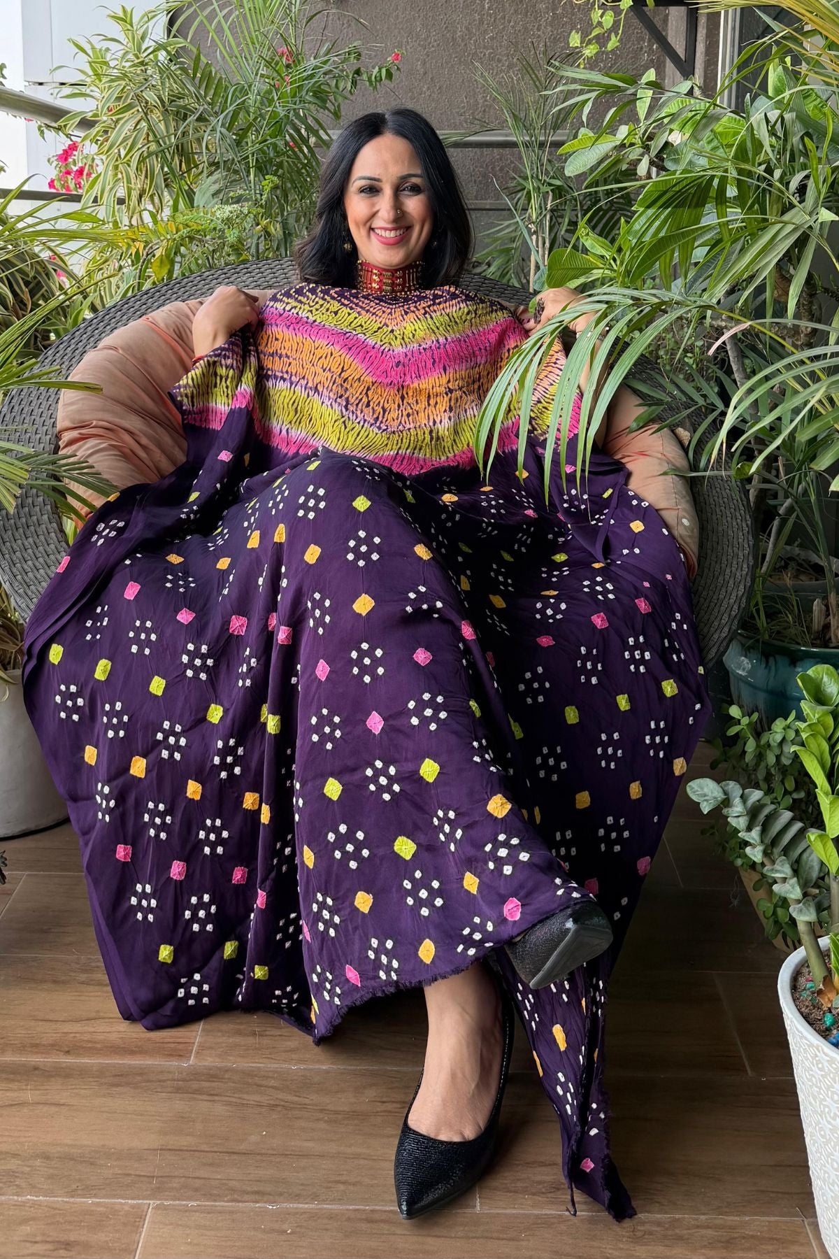 Multi Shibori & Bandhani Kurta on pure modal satin!!