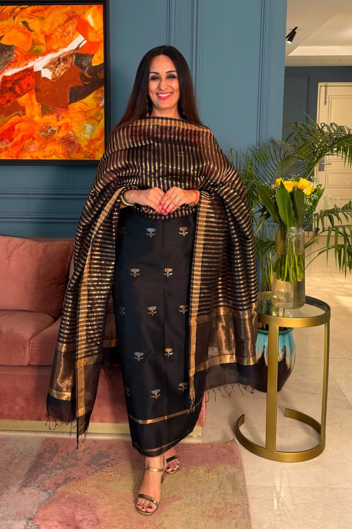 Handloom Maheshwari silk by cotton kurta dupatta sets!!