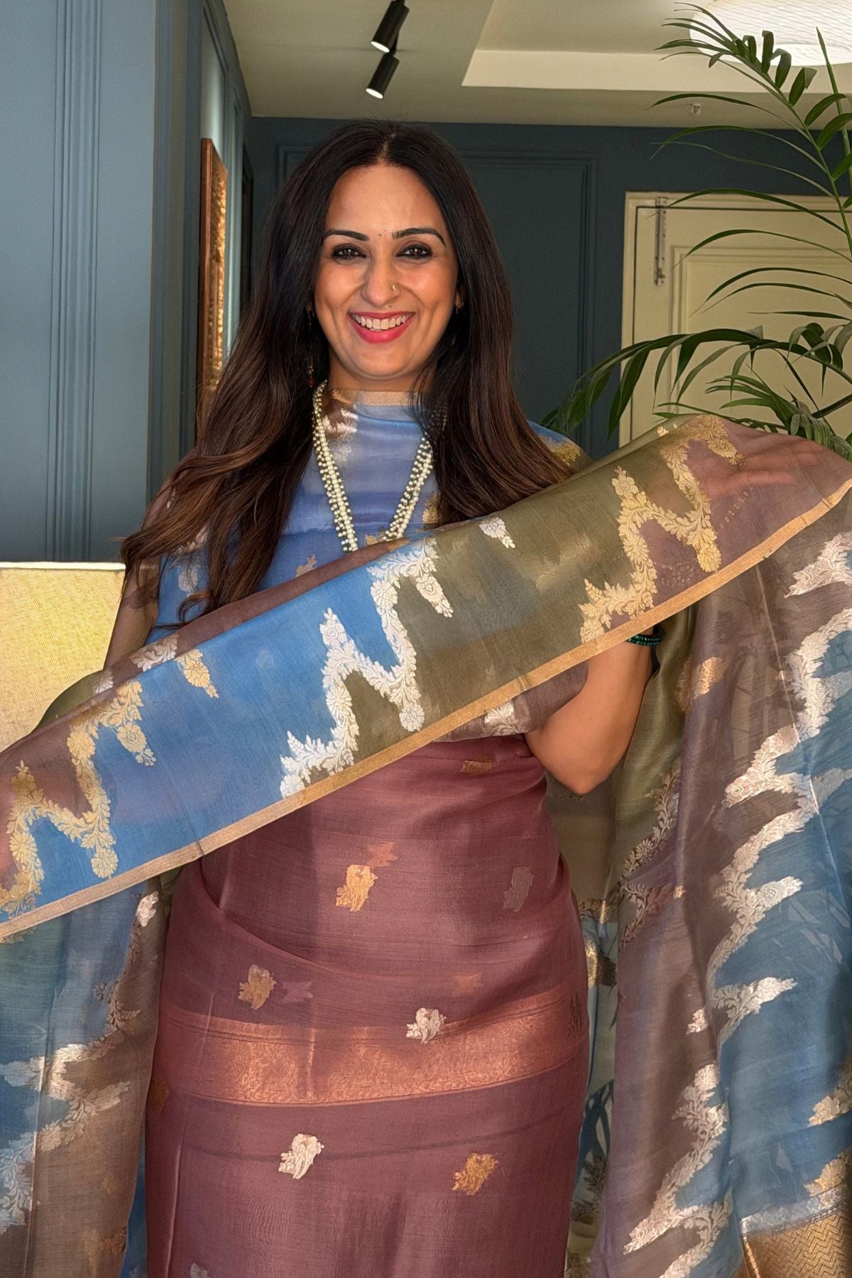 Handwoven pure organza silk suit sets!!