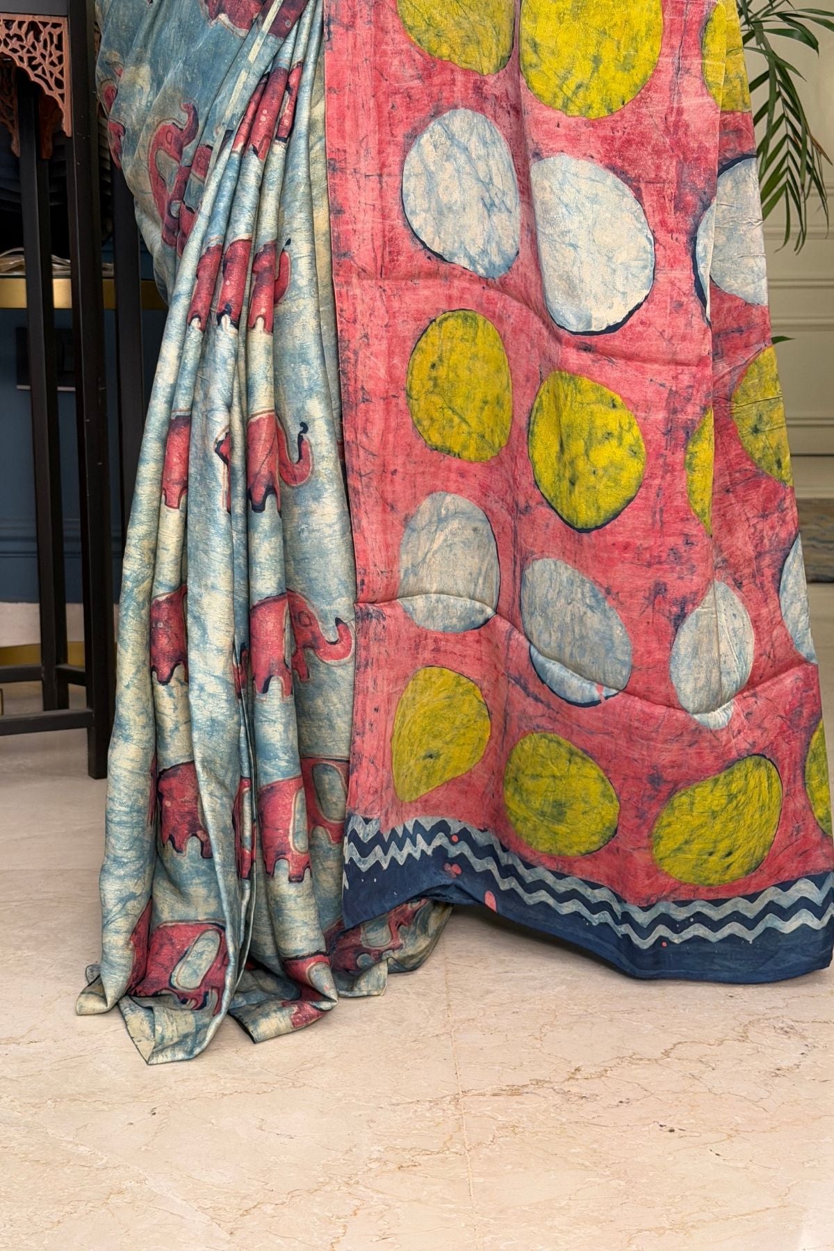 Pomegranate handcrafted pure tussar modal saree!!