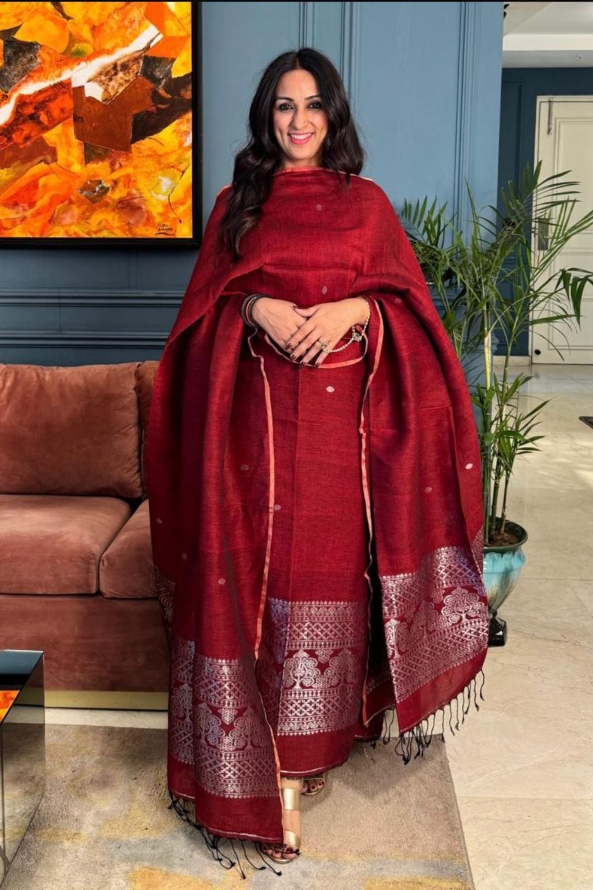 Jayshree Linen kurta Dupatta Set