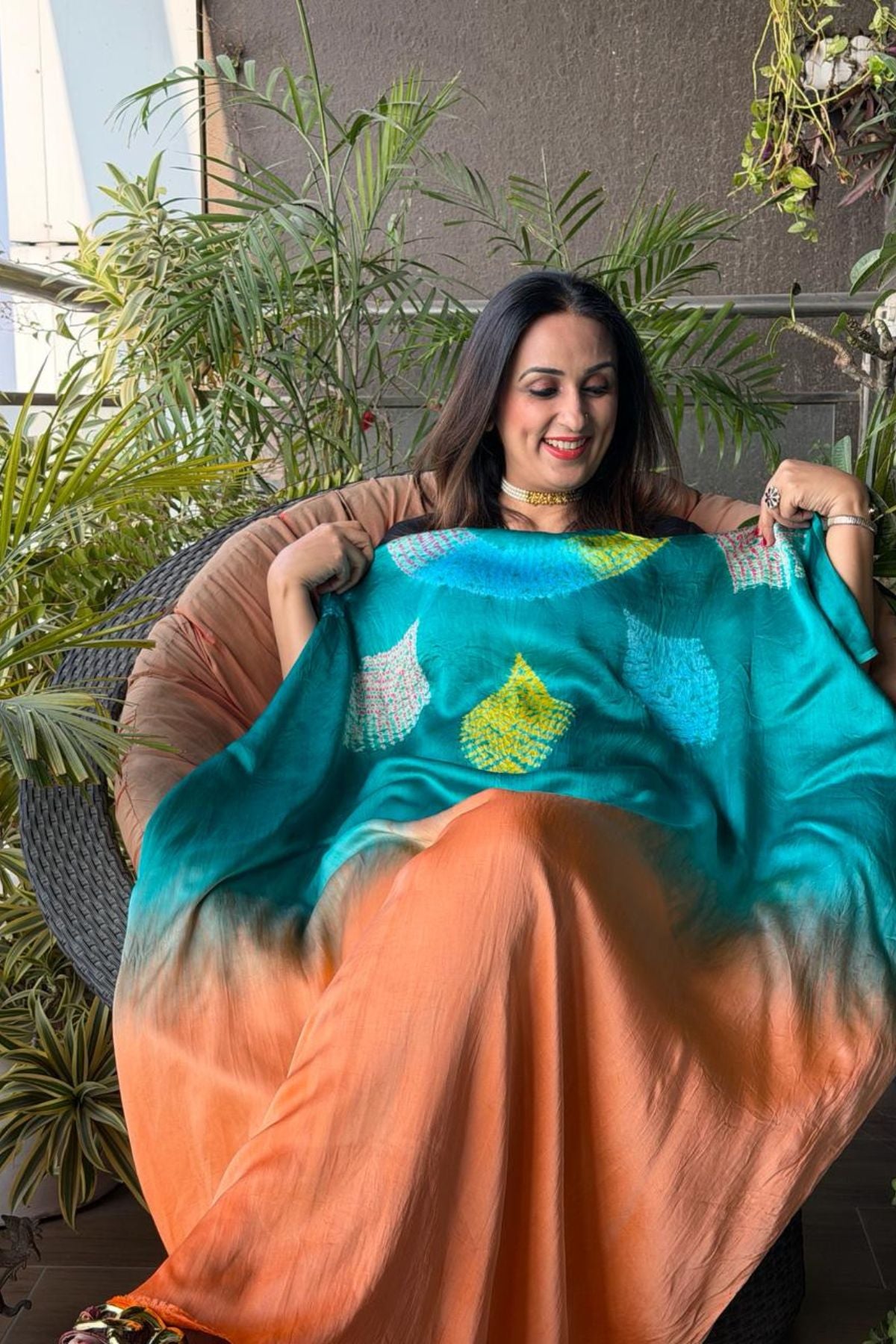Handblocked Shibori shaded kurta on pure Modal