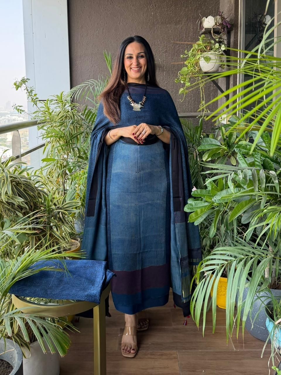 Handblocked Ajrakh full sets in modal with Lagdi patta on dupatta!!