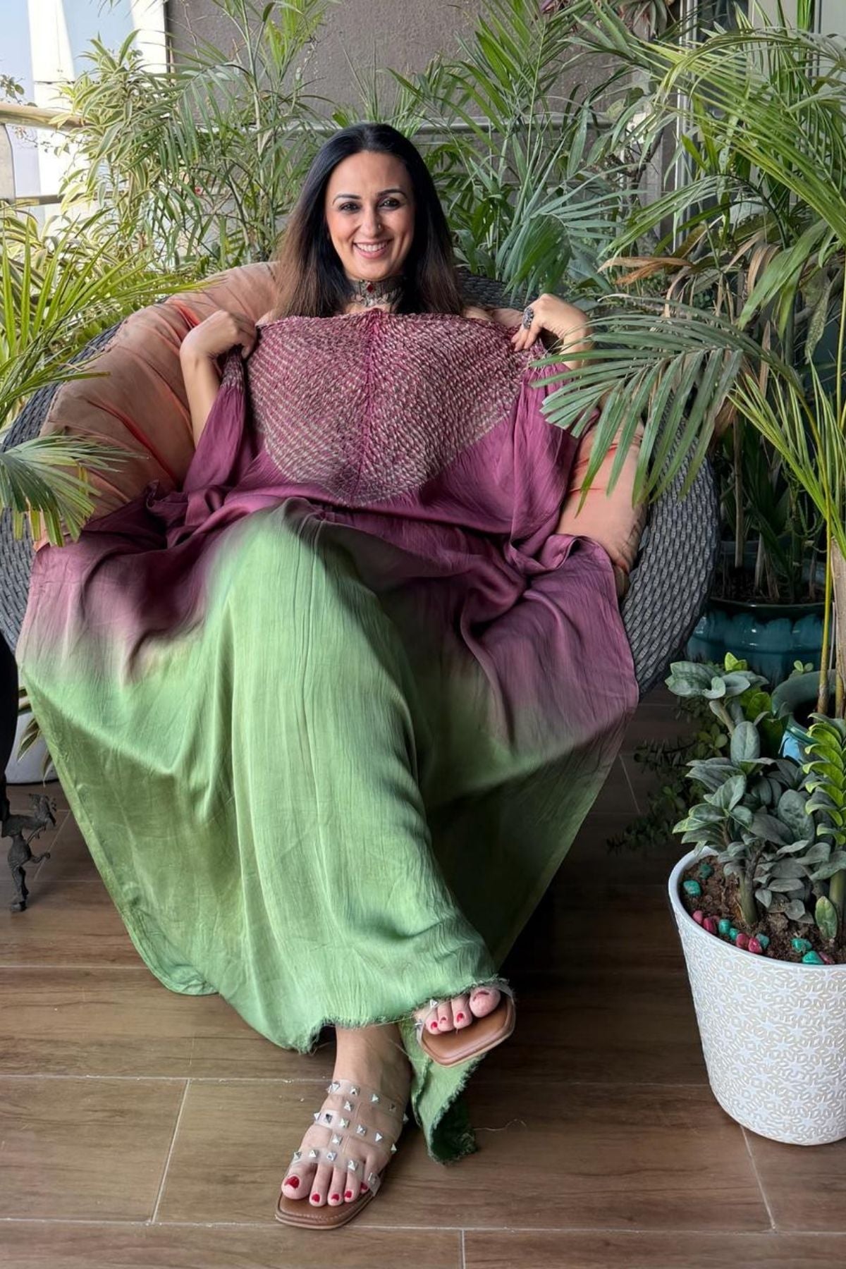 Handblocked Shibori shaded kurta on pure Modal