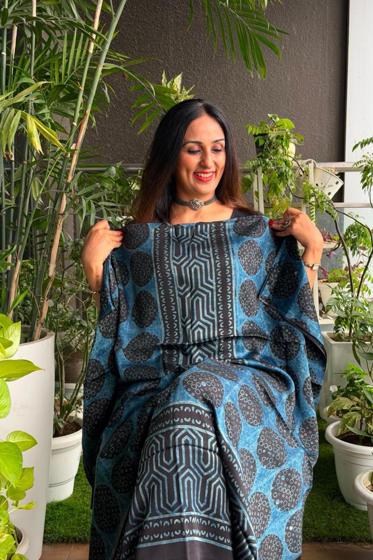 Ajrakh kurta fabric on pure modal !!