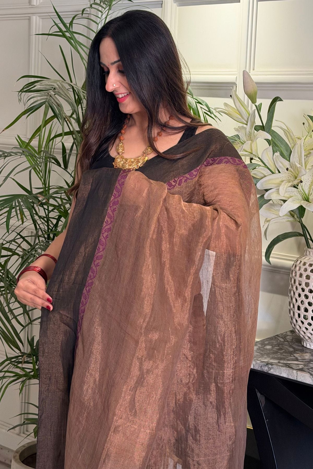Handwoven antique zari tissue Saree with intricate embroidery!!