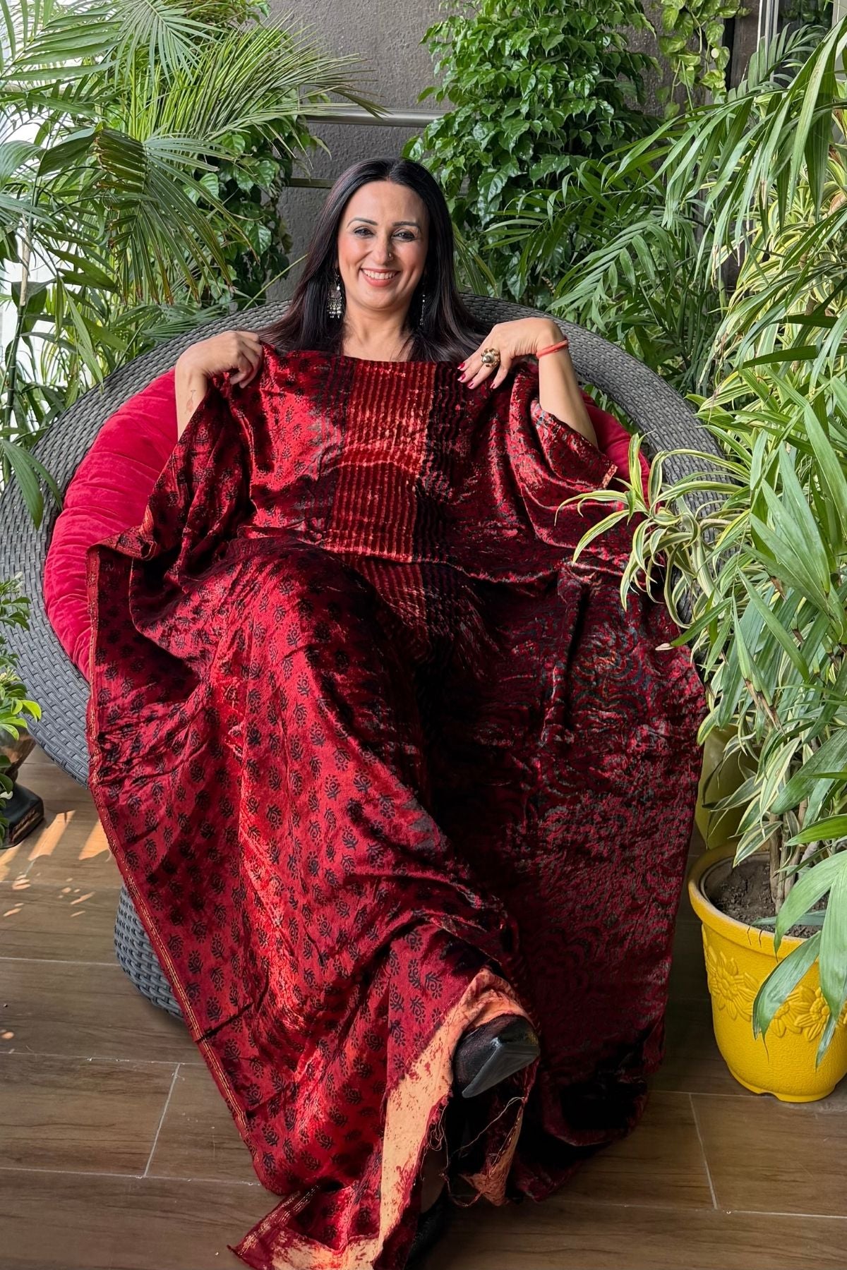 Ajrakh art on Velvet (kurta only)