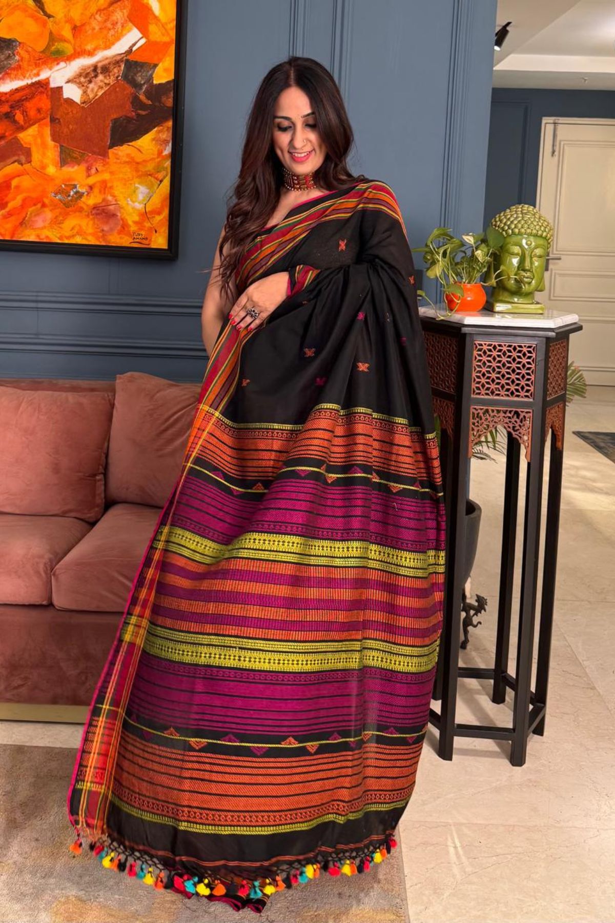 Mercerised cotton Bhujodi inspired sarees