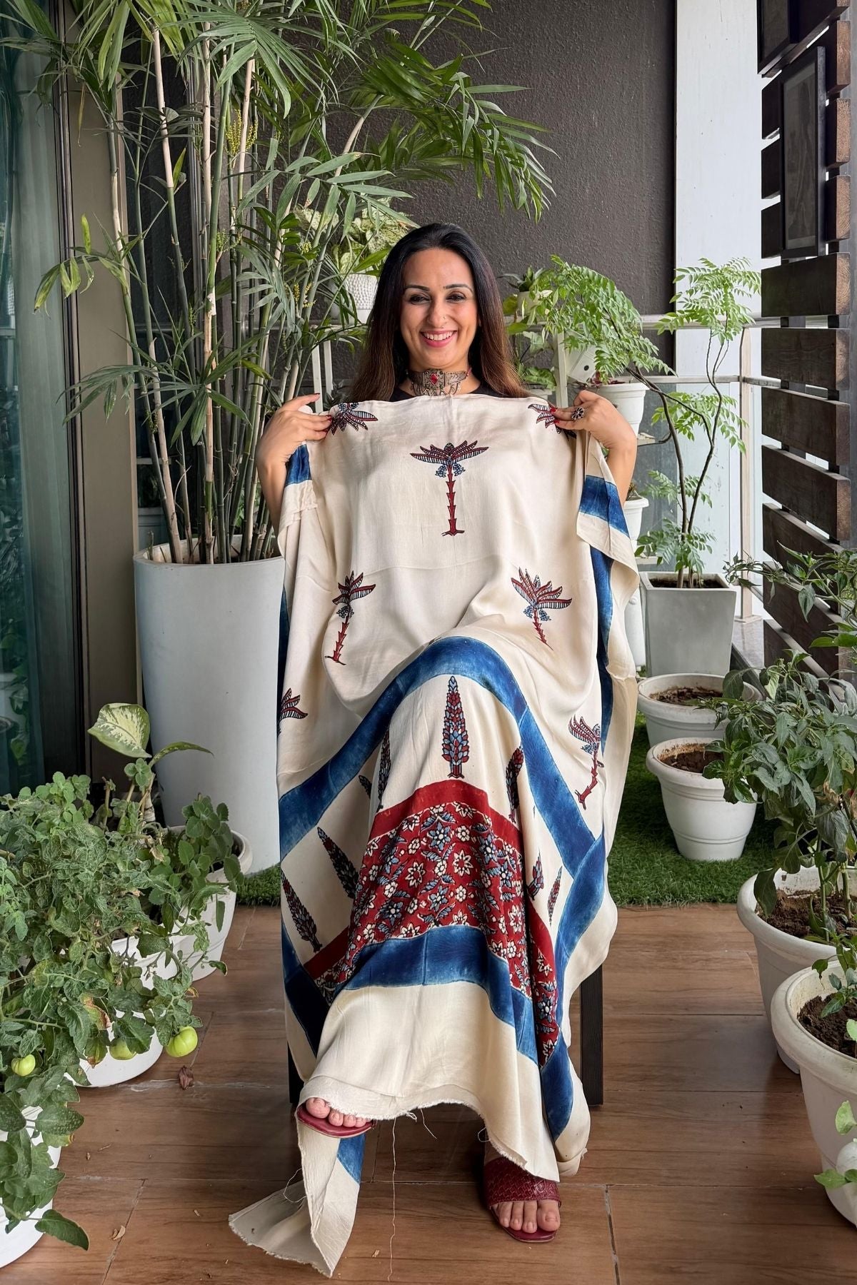 Ajrakh kurta fabric on pure modal !!