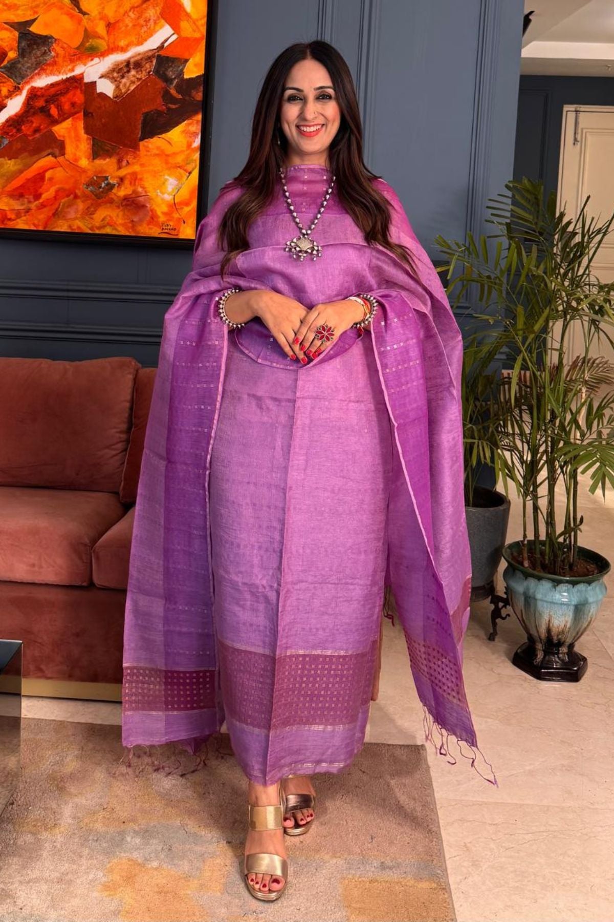 Pure Silk Linen kurta dupatta sets