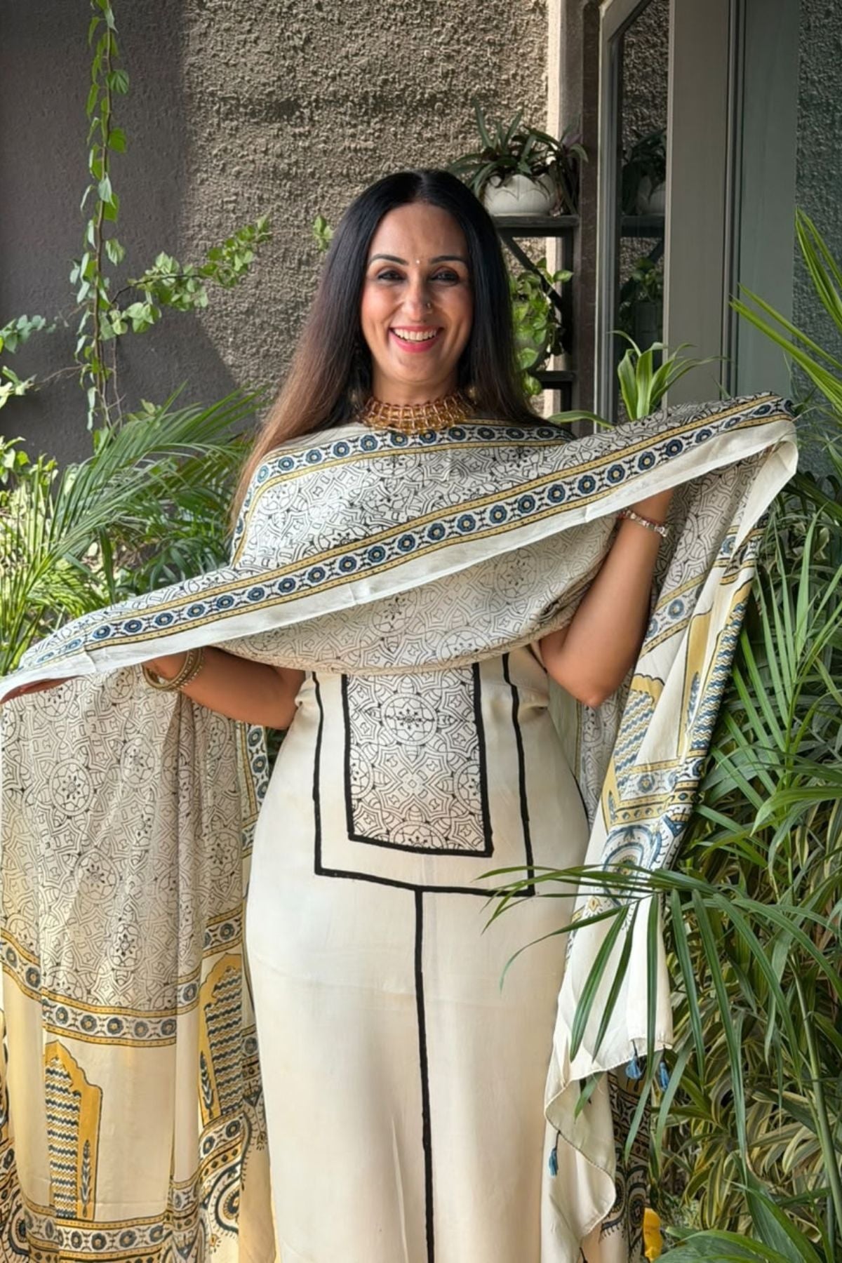 Ajrakh Modal Kurta Dupatta Set