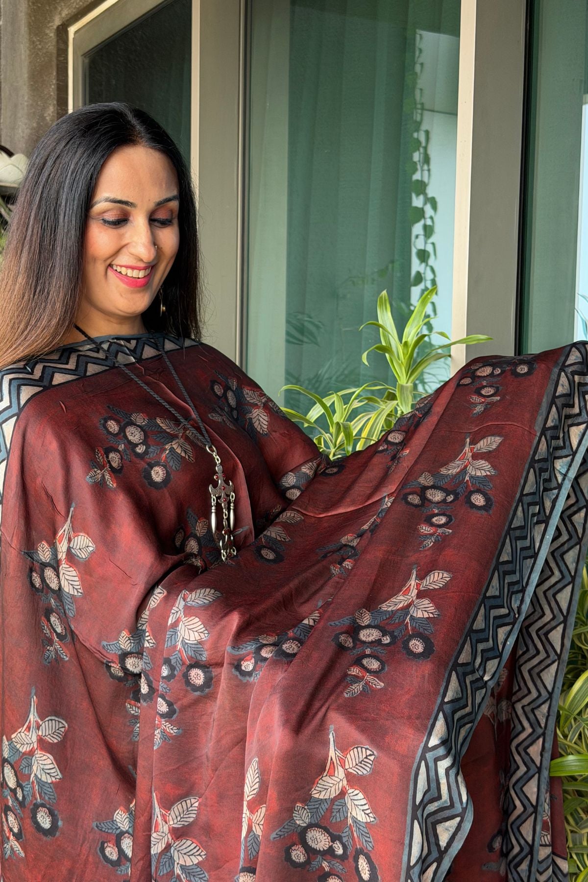 Ombré dyed modal kurta fabric with vegetable Handblock dyed dupatta!!