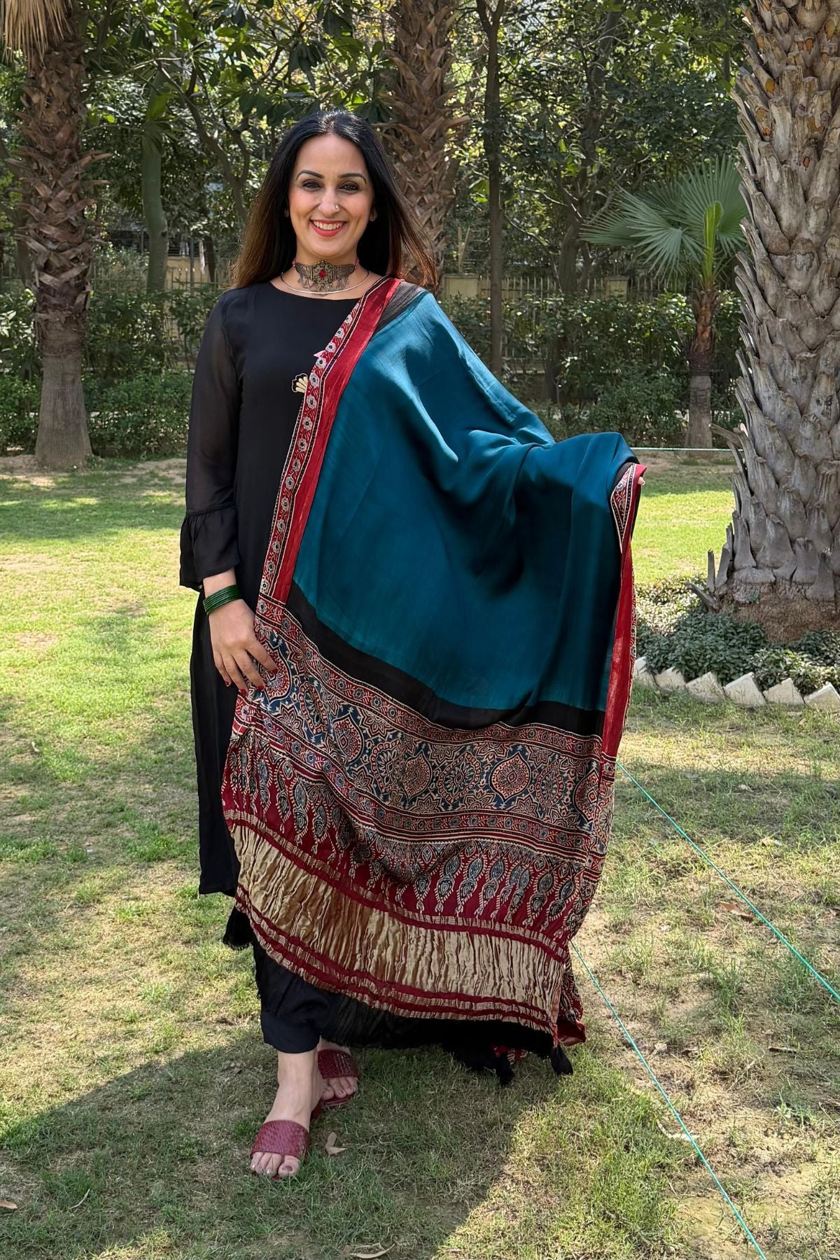 Ajrakh Dupatta on pure Modal with lagdi patta!!