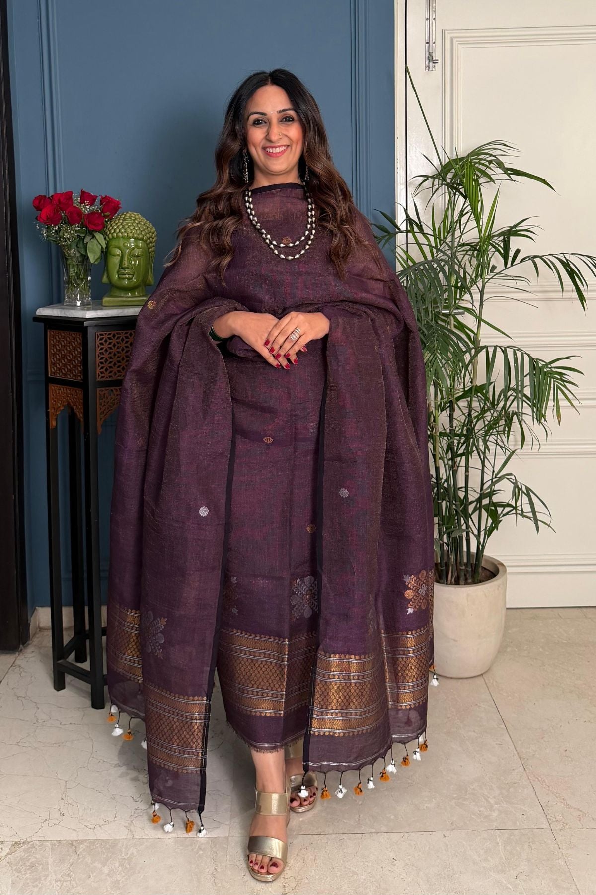 Jayshree tissue linen kurta dupatta set