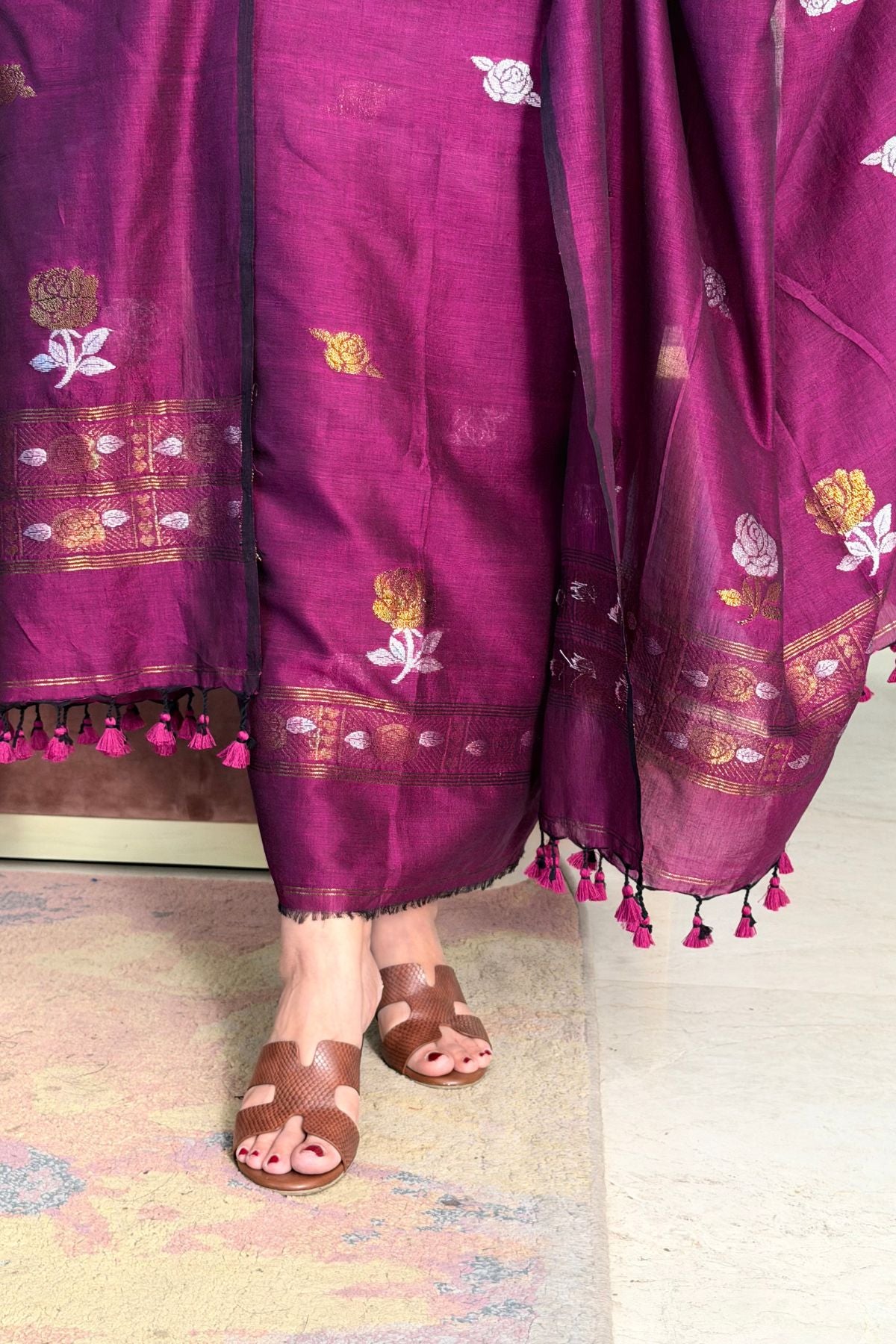 Mercerised pure cotton zari weave kurta dupatta sets with Jamdani weave !!