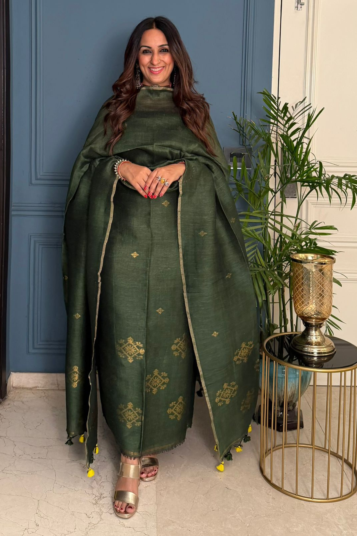 Jayshree cotton linen kurta dupatta set