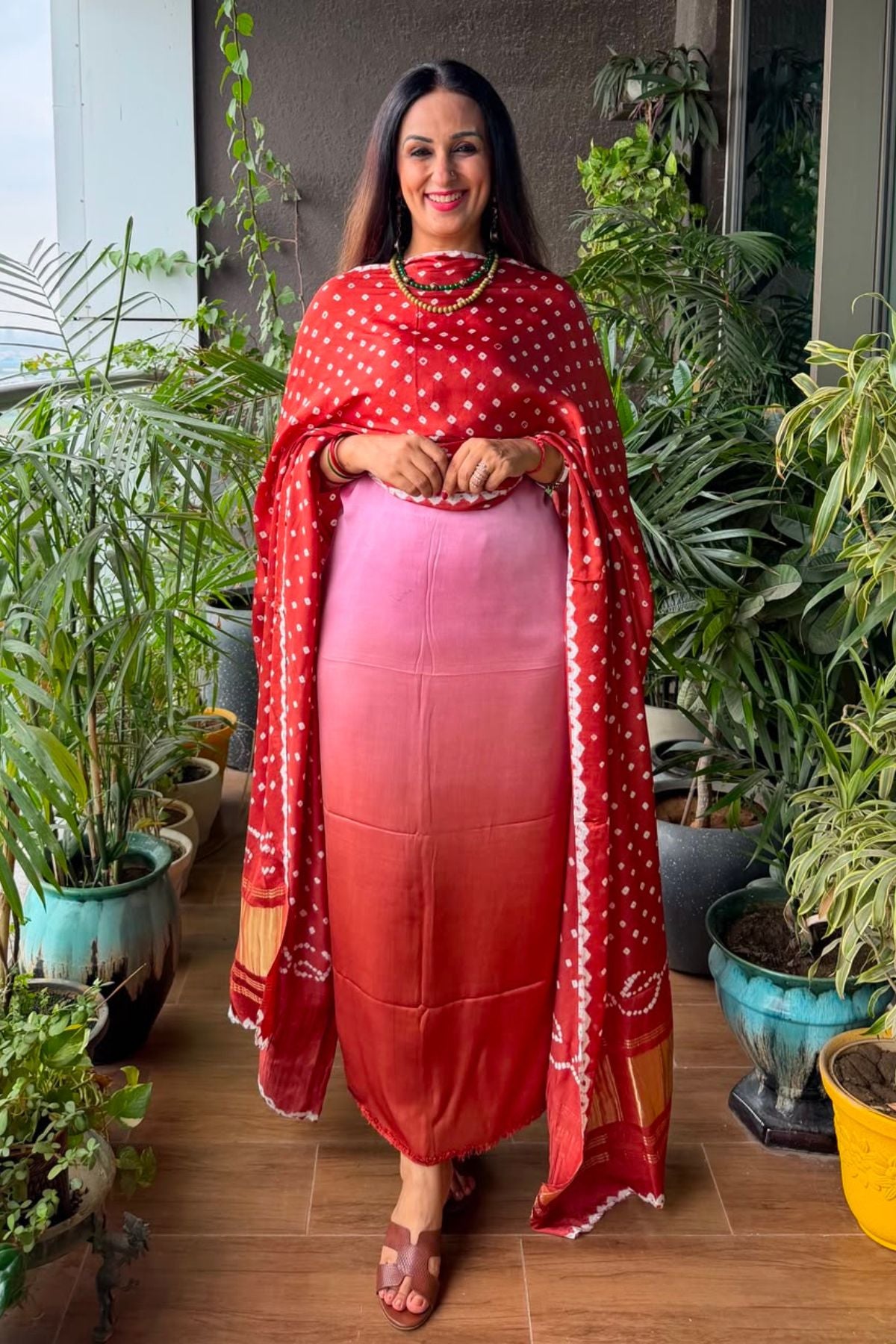 Ombré kurta dupatta set on pure modal Satin