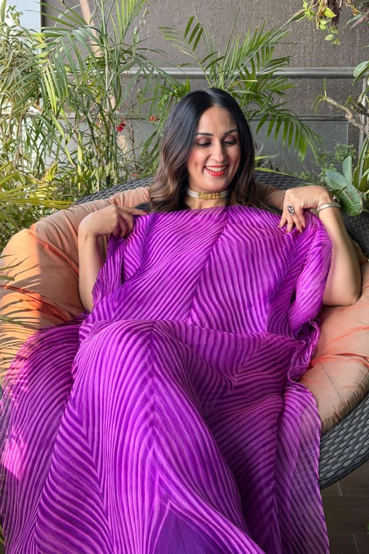 Pure Organza Arashi Shibori dye kurta fabric!!!