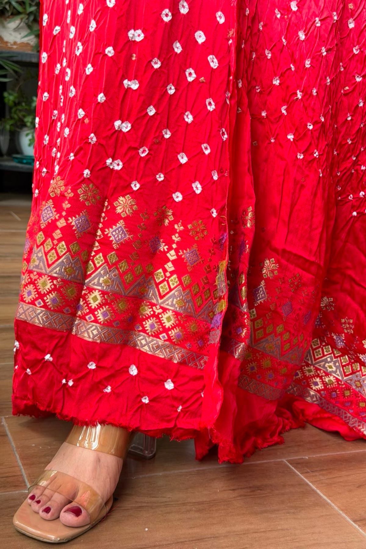 Bandhani with zari work kurta dupatta set on pure modal!!