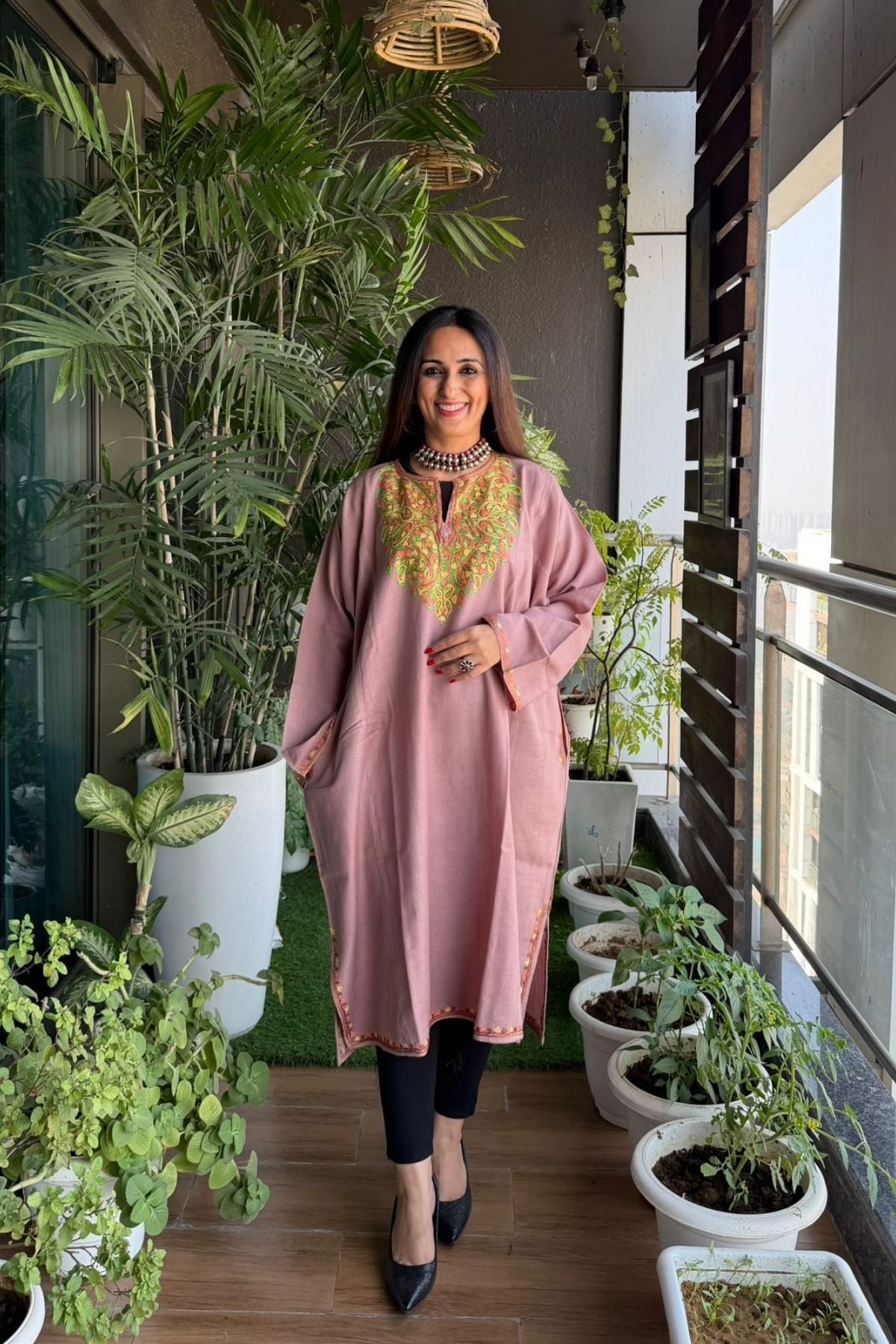 Woollen Kashmiri Phiran with Aari work