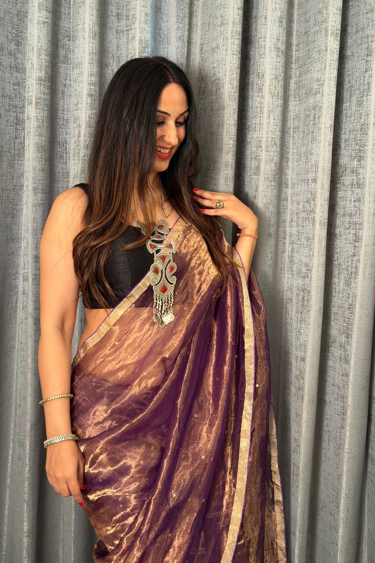 Handwoven pure tissue muslin saree