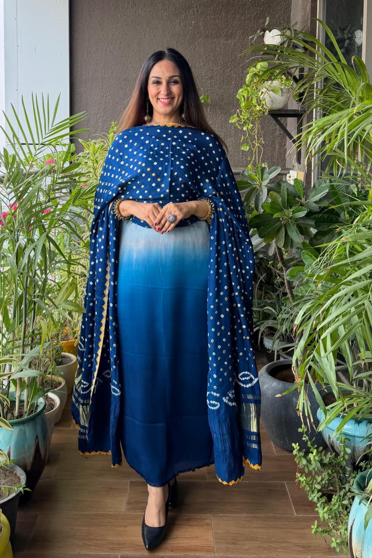 Ombré kurta dupatta set on pure modal Satin