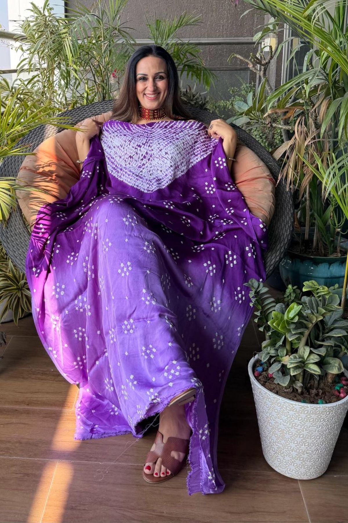 Shibori & Bandhani Kurta on pure modal satin!!