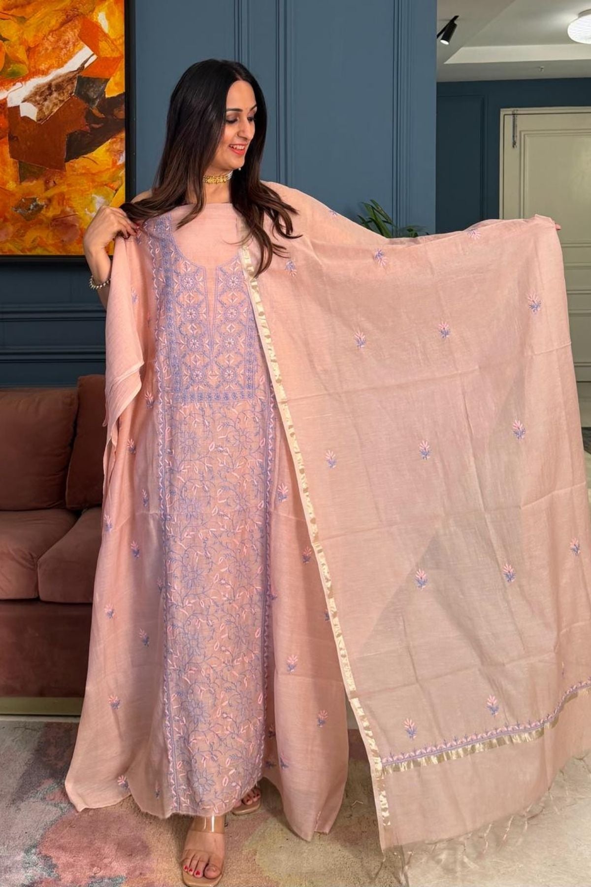 Chikankari on pure Mul cotton!!