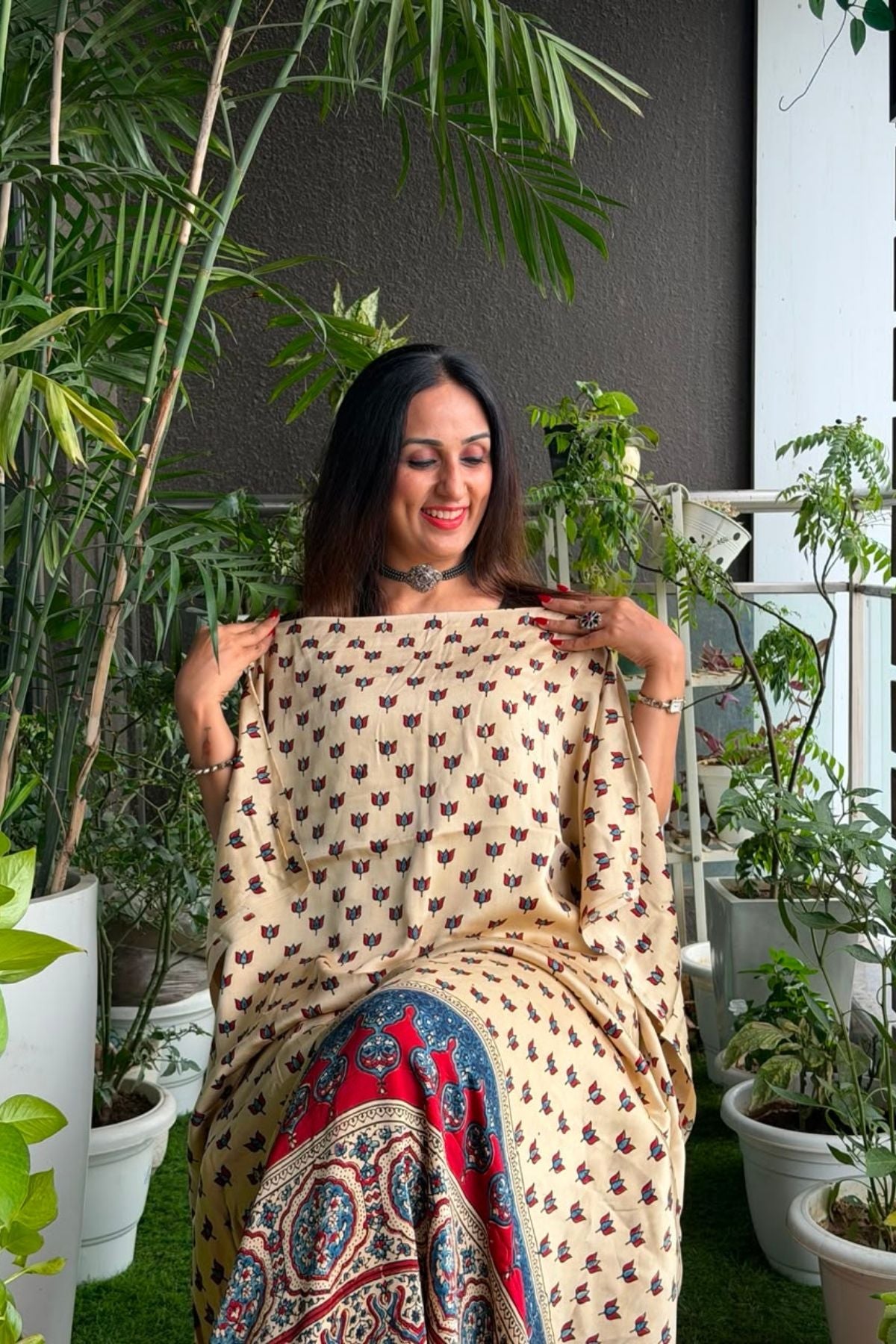 Ajrakh kurta fabric on pure modal !!