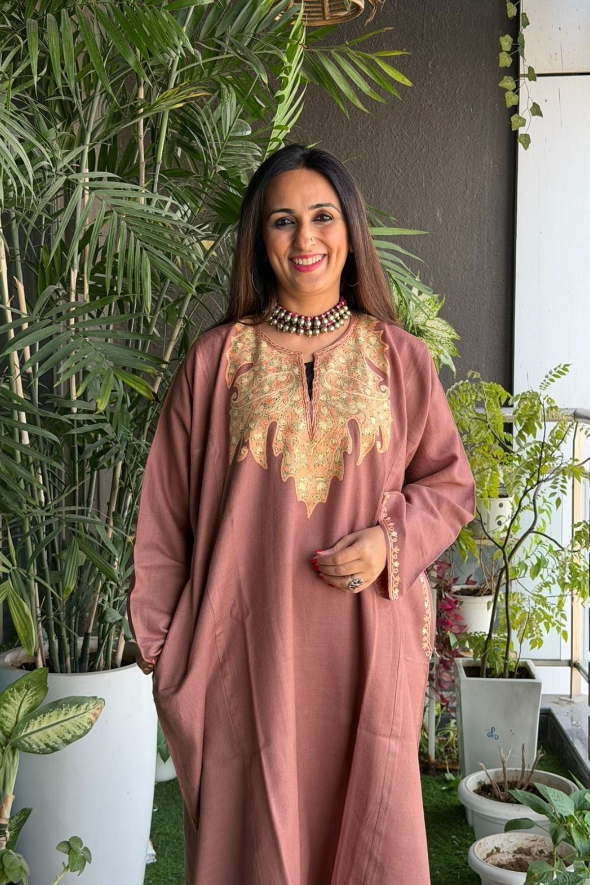 Woollen Kashmiri Phiran with Aari work