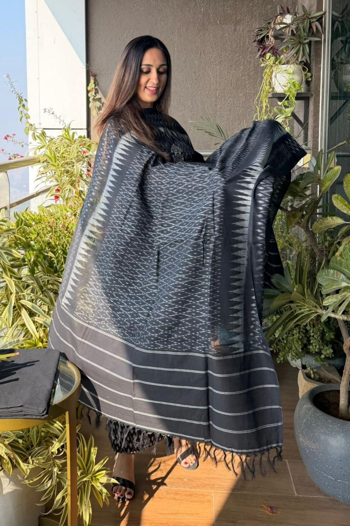 Handloom Mercerised Ikat cotton full set