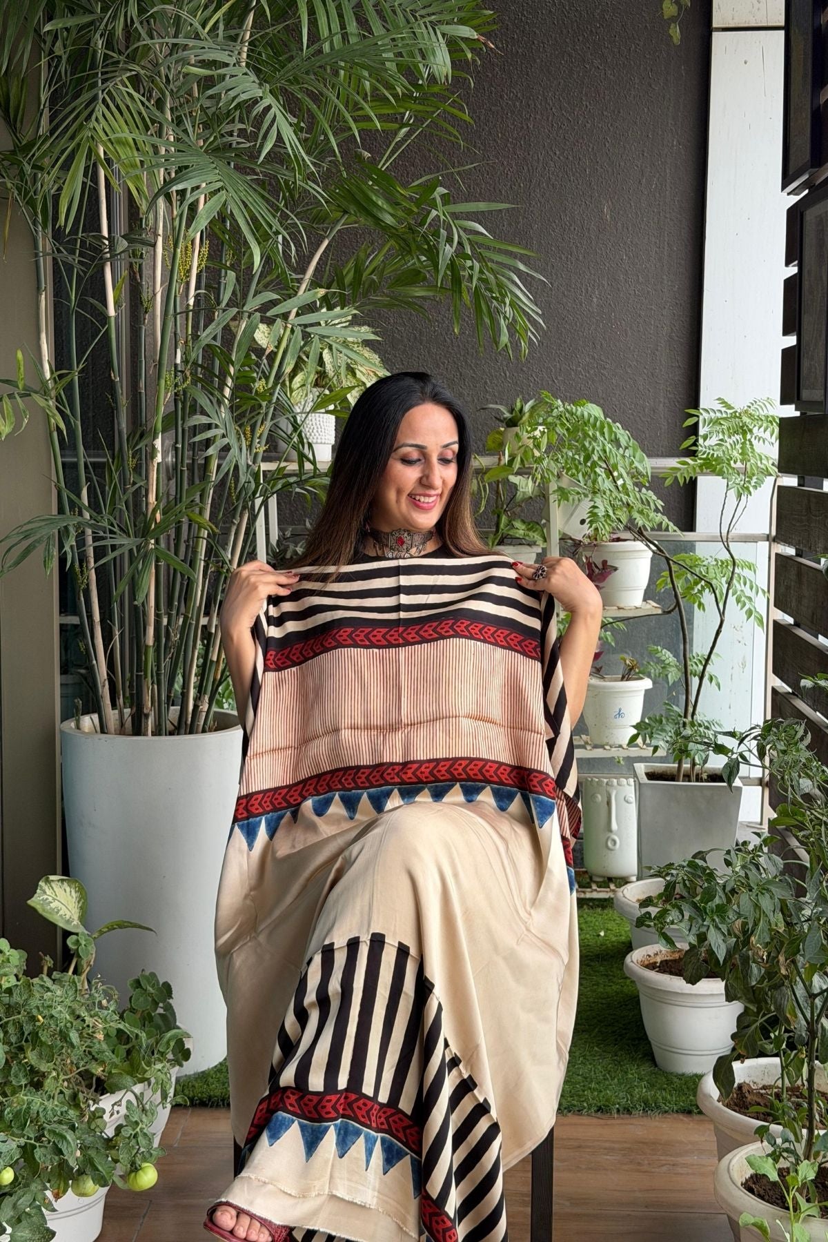 Ajrakh kurta fabric on pure modal !!