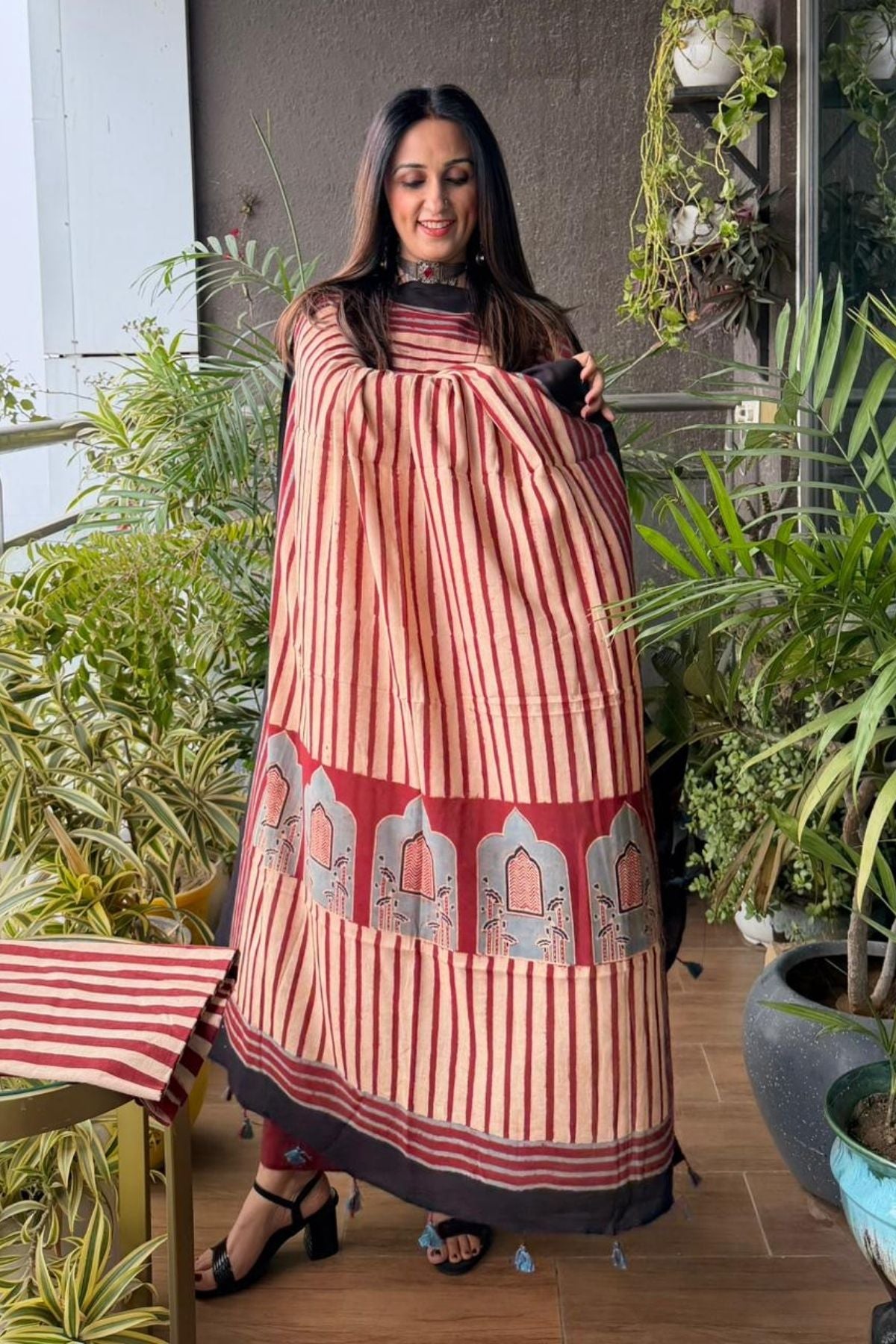 Ajrakh suits sets on Taj group pure cotton