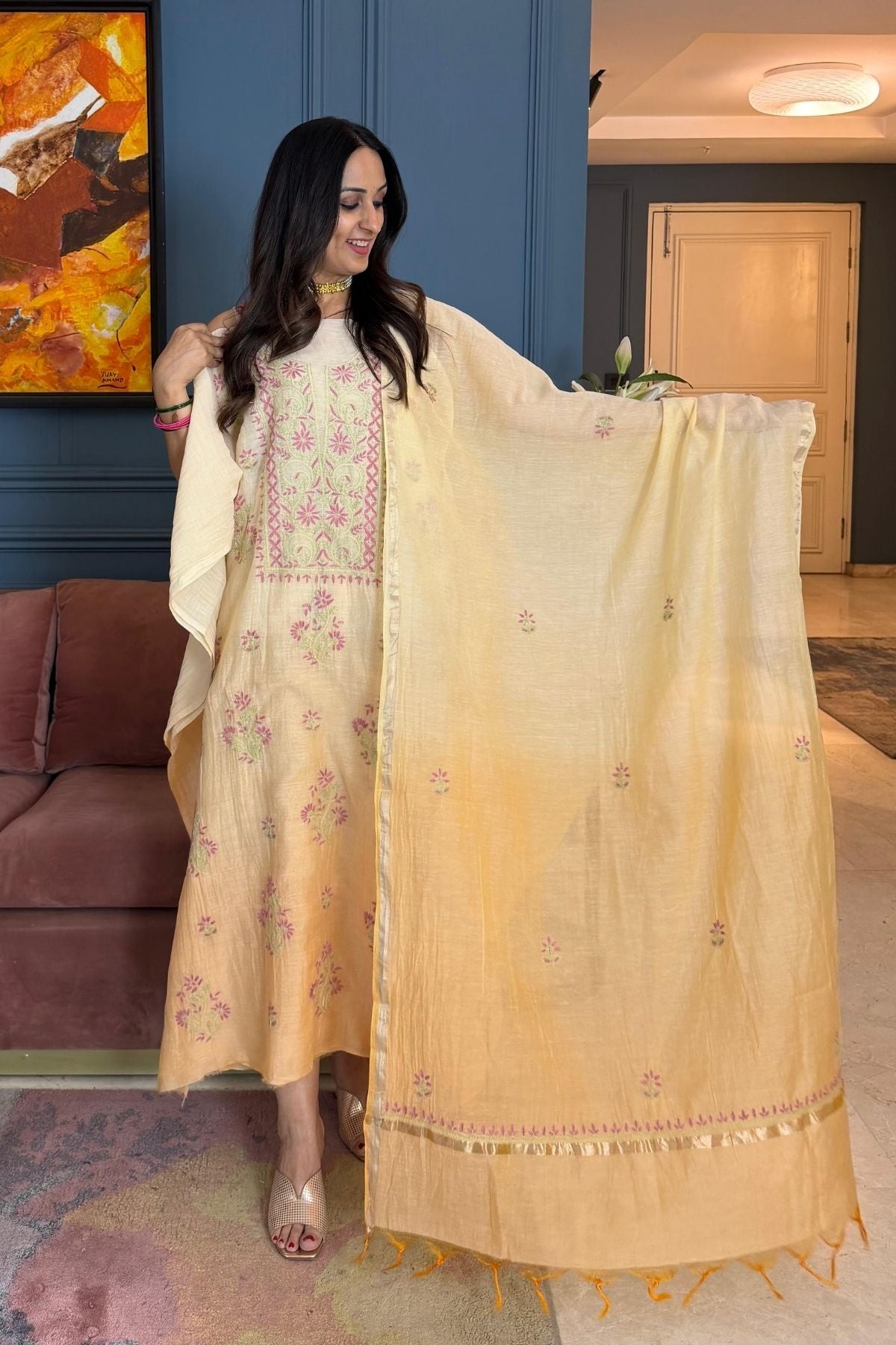Ombré Chikankari on pure Mul cotton!!!