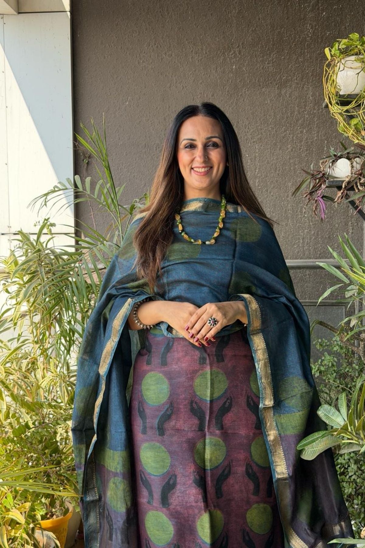 Handblocked with Pomegranate peel kurta dupatta sets in Maheshwari!!