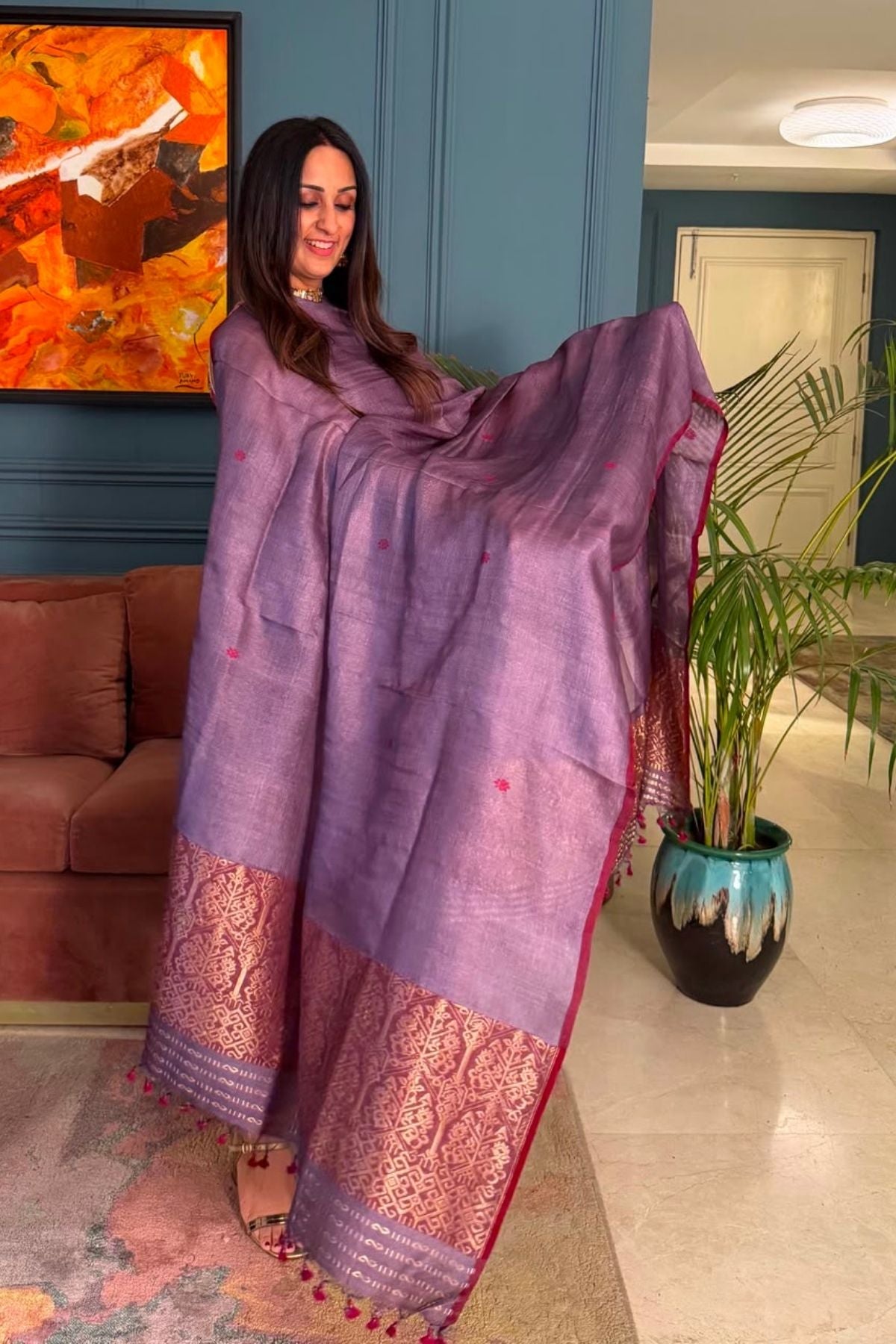 Tangail weave on Pure Tussar Silk -Kurta Dupatta set