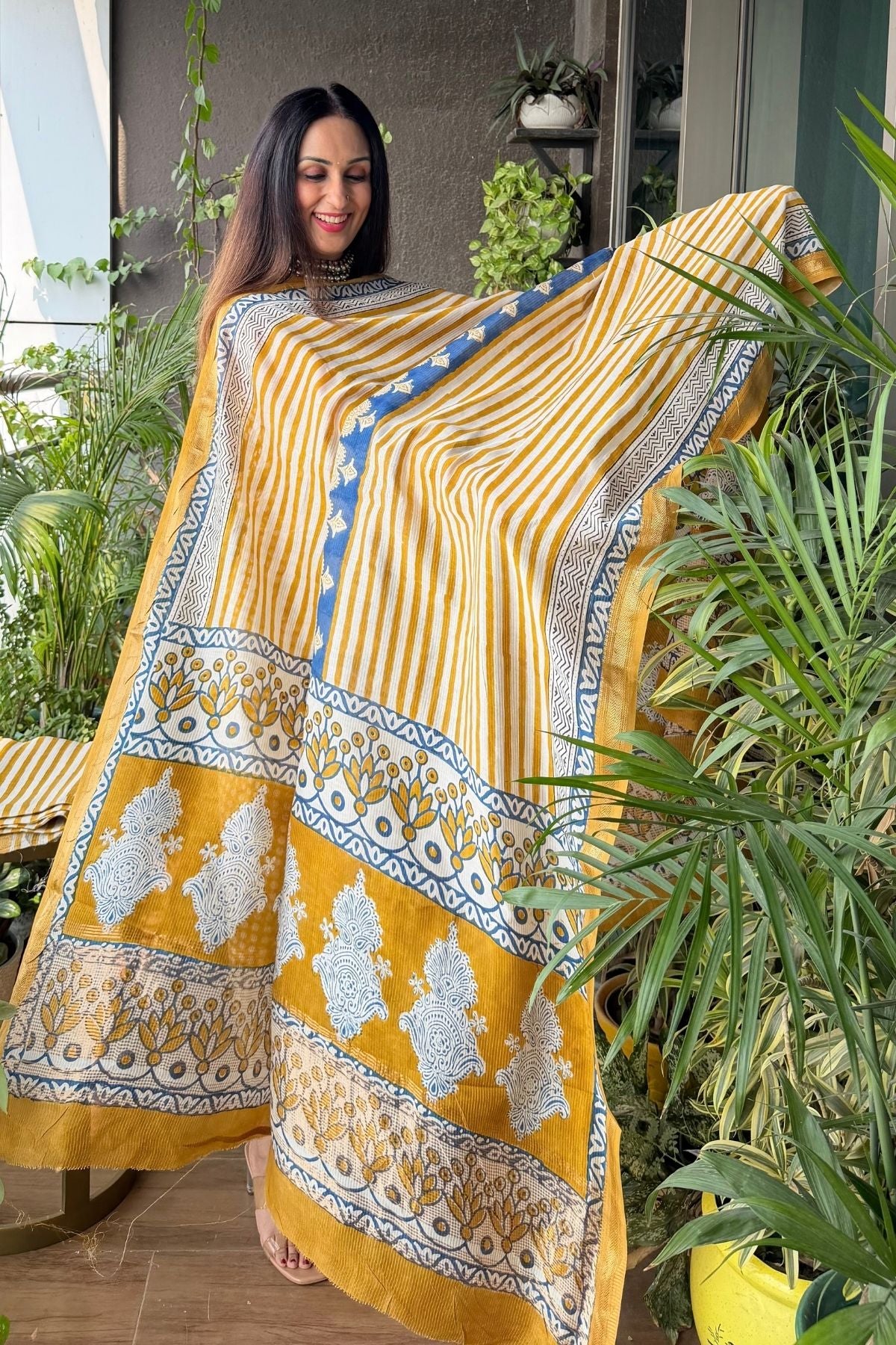 Handblocked Bagh full sets on pure Maheshwari!!