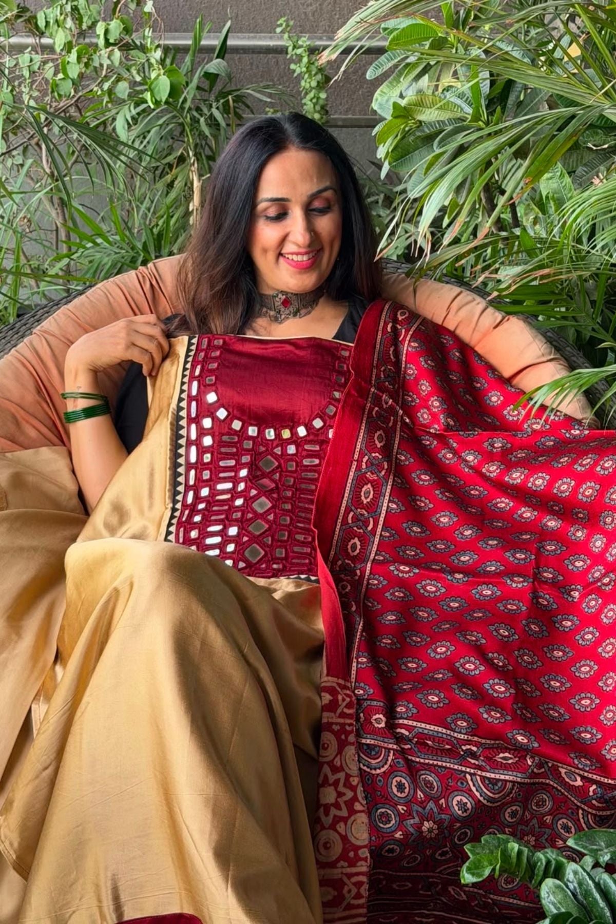 Handcrafted Kutch mirror work Mashru silk full sets!!