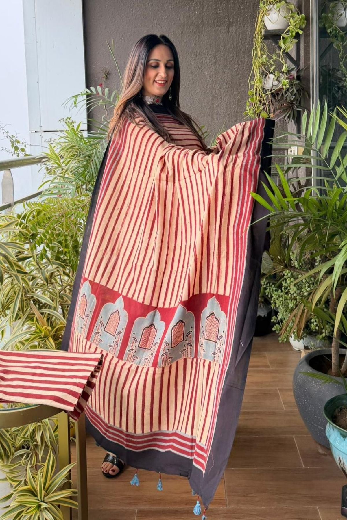 Ajrakh suits sets on Taj group pure cotton