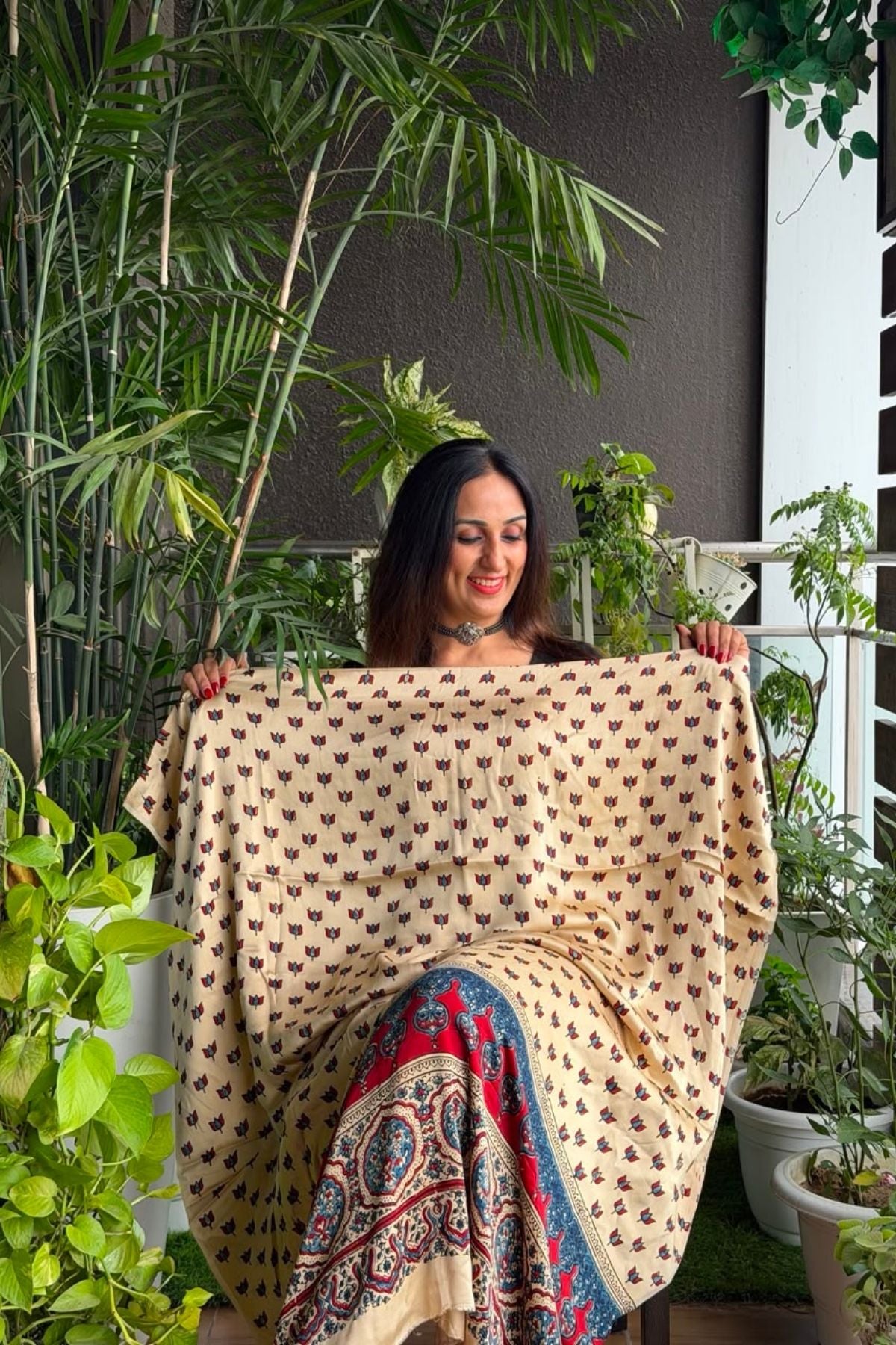 Ajrakh kurta fabric on pure modal !!