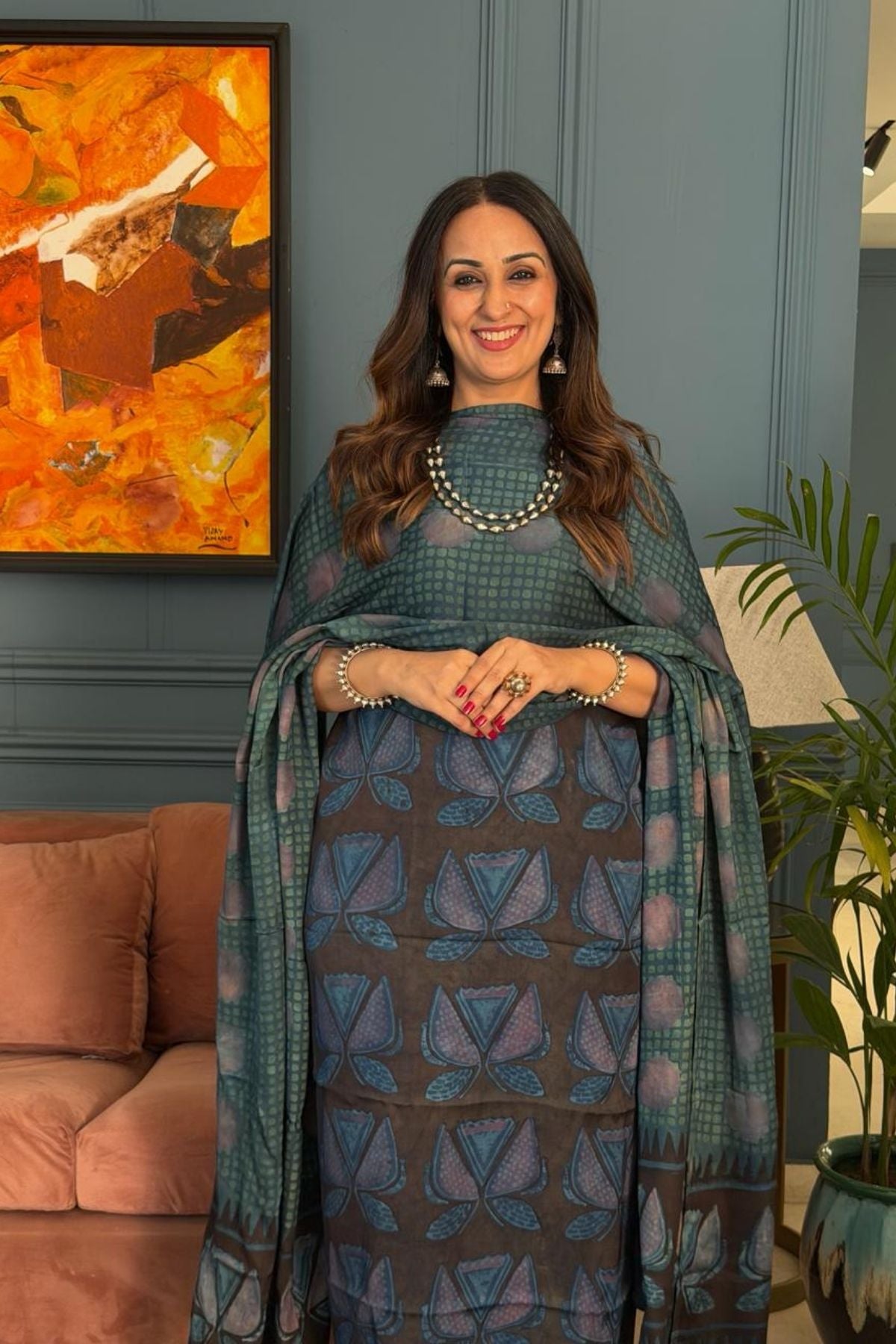 Pomegranate peel Handblock on Premium Modal fabric!!