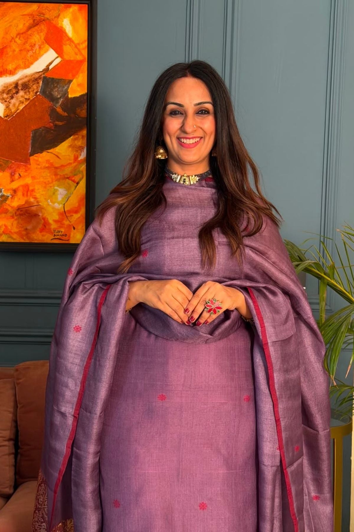 Tangail weave on Pure Tussar Silk -Kurta Dupatta set