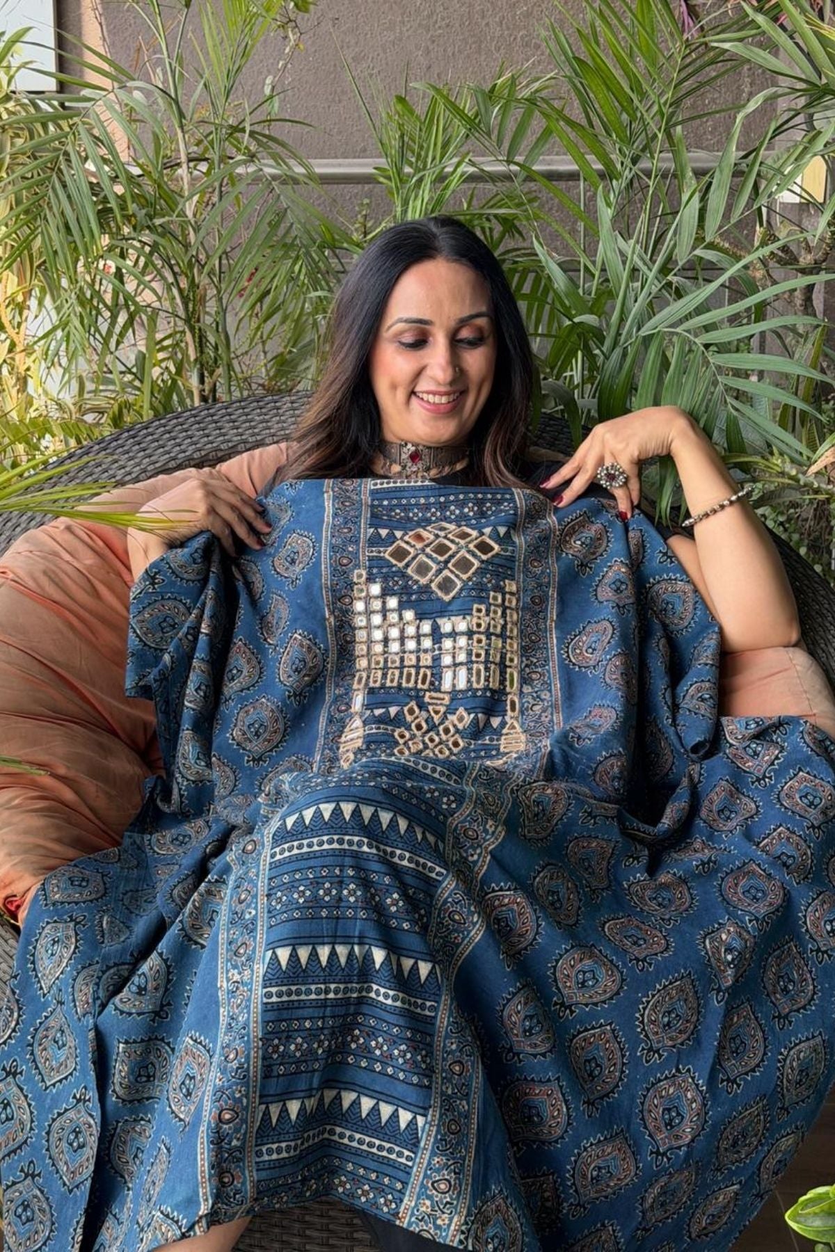 Pure Cotton Kutch mirror hand work kurta fabrics!!